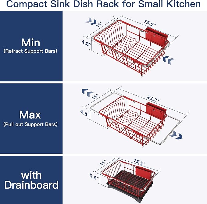 JASIWAY Red Dish Drying Rack in Sink - Image 5