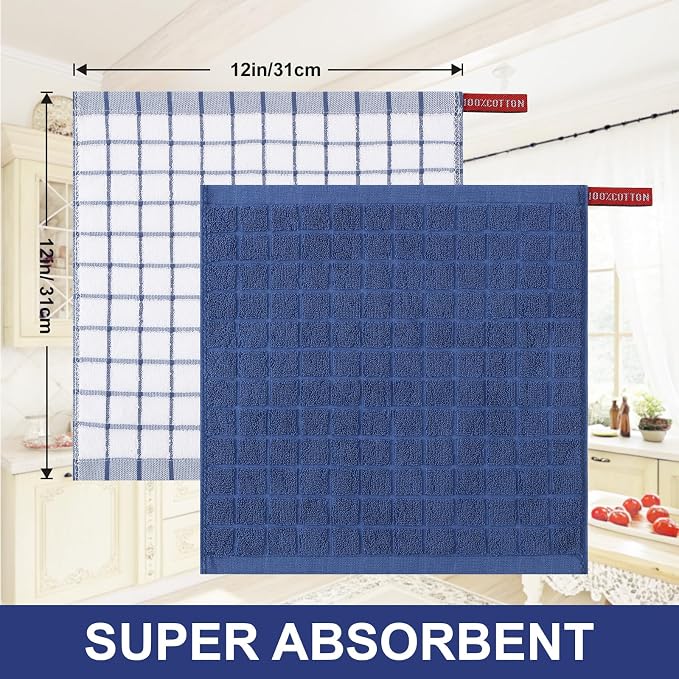 Homaxy Premium Cotton Kitchen Dish Cloths 12"x 12", 8 Pack - Image 2