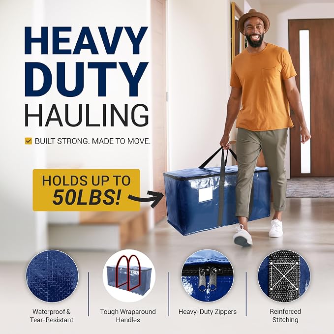 Reli. Moving Bags Heavy Duty Blue, Extra Large Totes | - Image 3