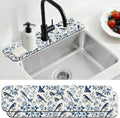 2 Pcs Blue Flowers and Birds Kitchen Sink Splash Guard Faucet Mat | Faucet Mat by CONCHLERY%E6%97%97%E8%88%B0%E5%BA%97