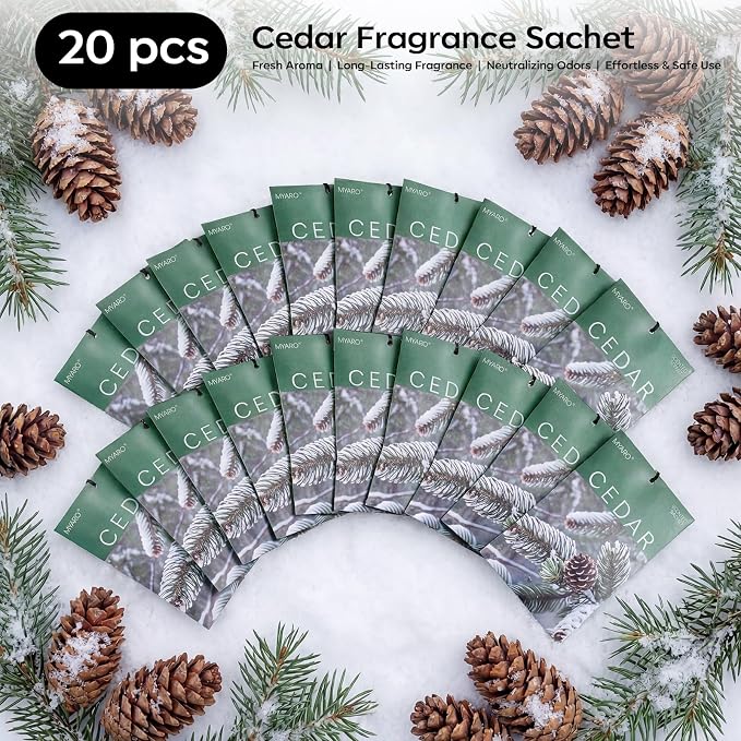 MYARO 20Pcs Cedar Scented Sachets, Closet Deodorizer Car Air Freshener - Image 6