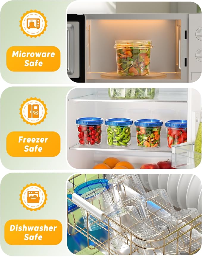 BiuLeon 6 Pack-24 oz Freezer Storage Containers, Plastic Food Storage Containers - Image 4