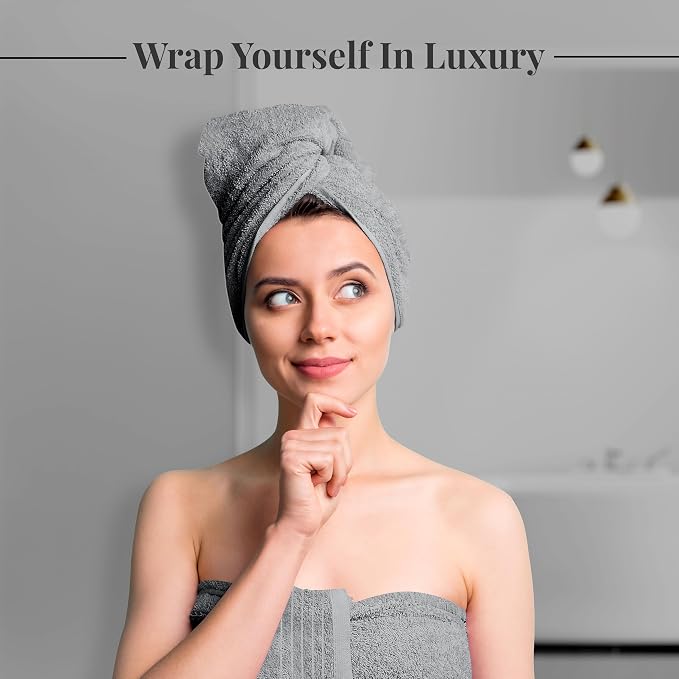 8 Piece Towel Set, 2 XL Bath, 2 Hand, 4 Washcloth, Cool Grey | 100% Cotton - Image 3