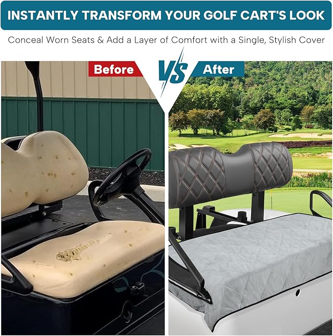 Golf Cart Seat Covers - 51'' x 31'' Winter Golf Cart Seat Blanket Towel Fits Most 2-Person Club Cars with Armrests for EZGO DS Precedent TXT RXV