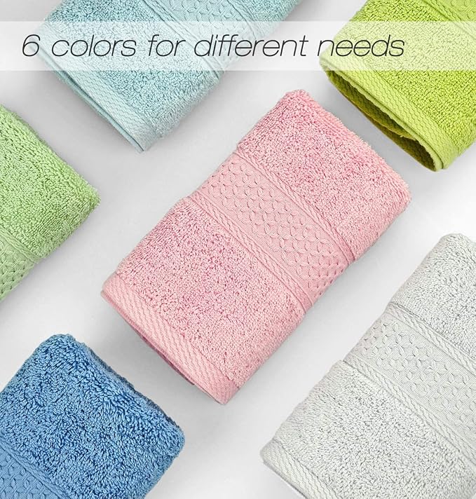 Cleanbear Hand Towels 6-Pack, 100% Cotton Hand Towels 29" x 13", 6 Colors | - Image 4