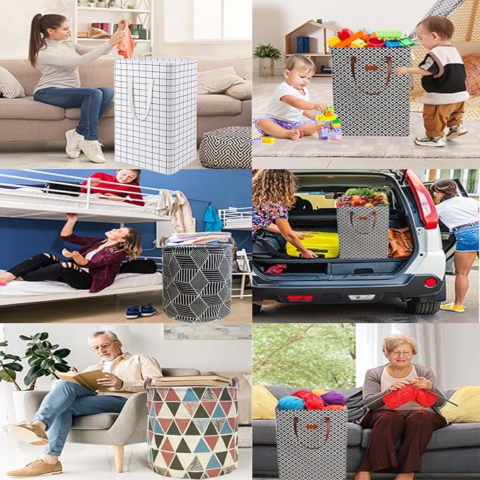 Waterproof Laundry Hamper Collapsible Laundry Basket Leather Handle Laundry Bag - Image 7