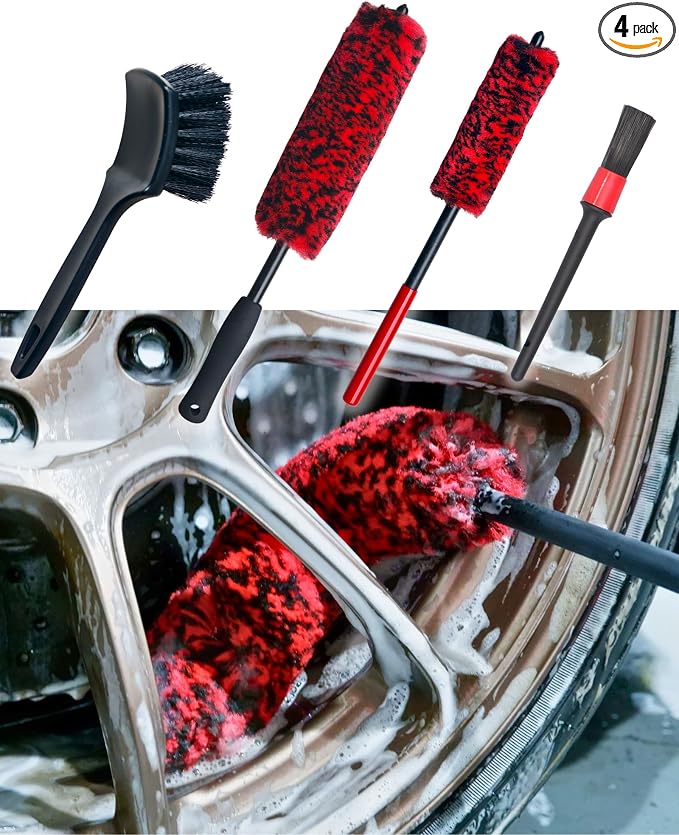 Professional 4 Pack Long Handle Wheel Brush Kit by OeSee