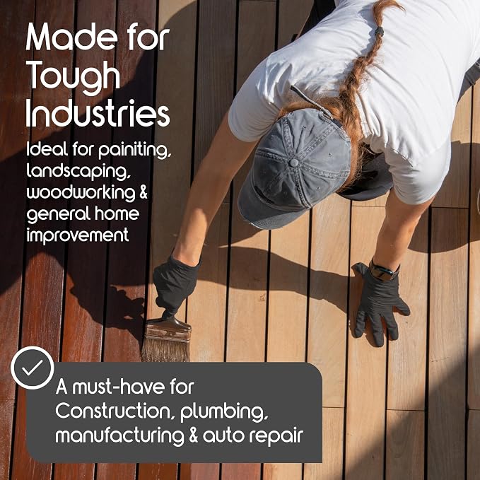 Inspire 6 or 8 Mil HEAVY DUTY Stretch Nitrile Black Gloves Disposable Latex Free - Image 2