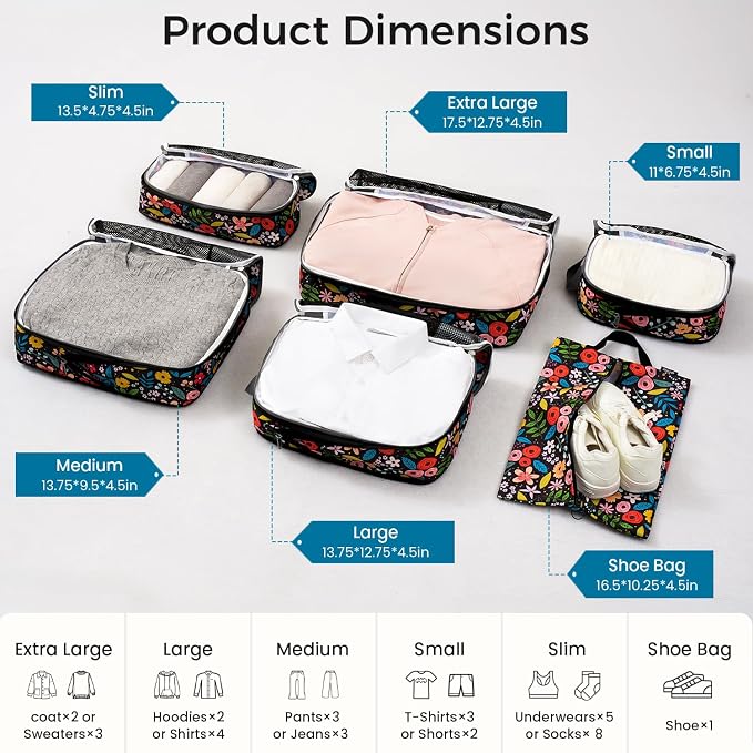 BAGAIL 4 Set/6 Set/8 Set Compression Packing Cubes Travel Accessories - Image 2