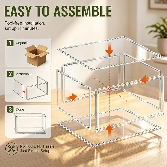 10 Pack Acrylic Shoe Boxes, Stackable Organizer - Image 9