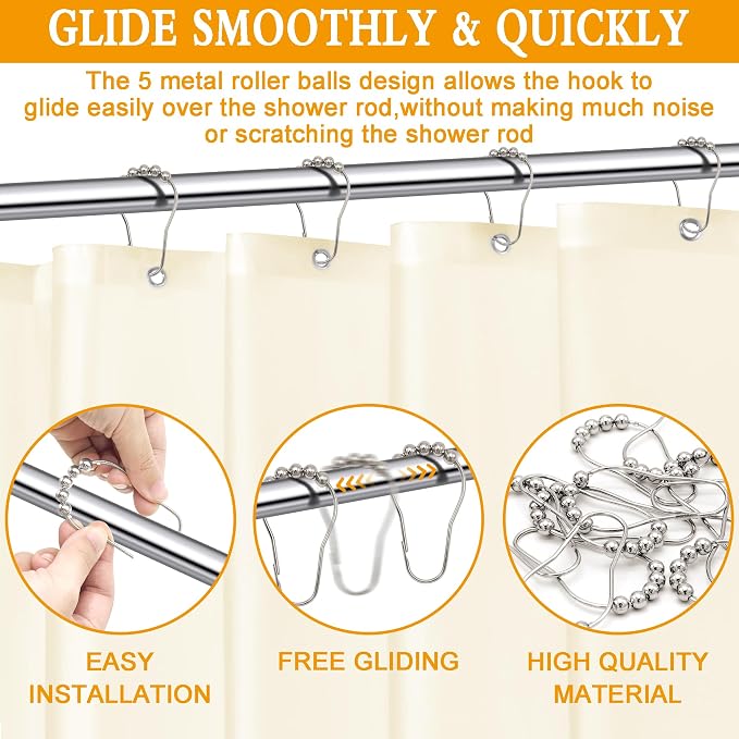 Shower Curtain Hooks Rings, Free Sliding Shower Hooks - Image 3