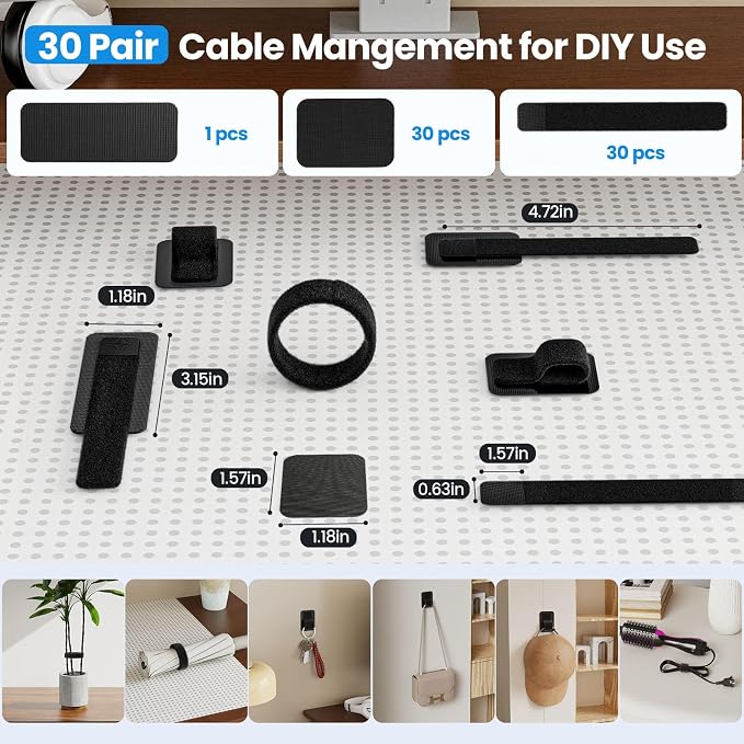 Cable Management Under Desk, Enhanced up to 15 Cord Organizer30 Pair | Reusable - Image 7