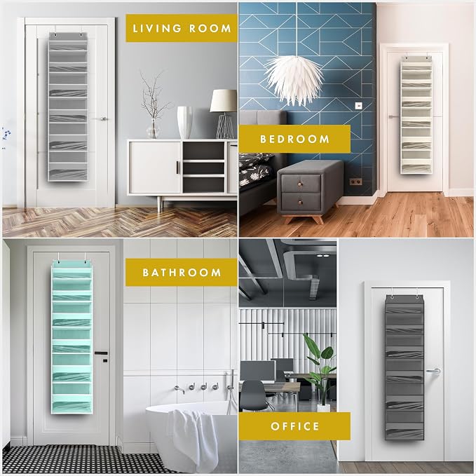 HOMELUX THEORY Over the Door Organizer, 100D Fabric Transparent 2pc - Image 5