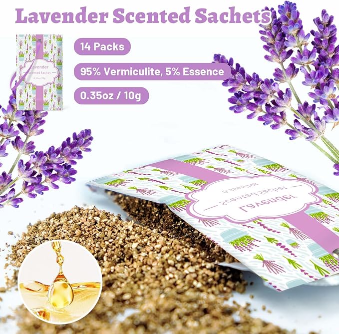 STRN Scented Sachets for Drawer and Closet, Lavender Scent 14 Pack for Home - Image 2