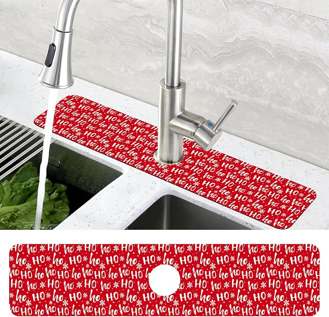 Christmas Hohoho Kitchen Sink Splash Guard Mat - Image 4