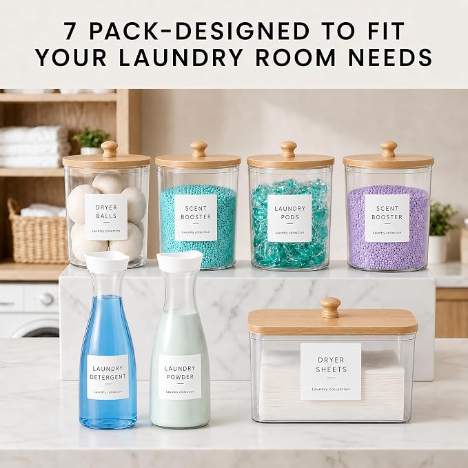 Laundry Room Organization Set, 5 Laundry Containers, 2 detergent dispenser - Image 3