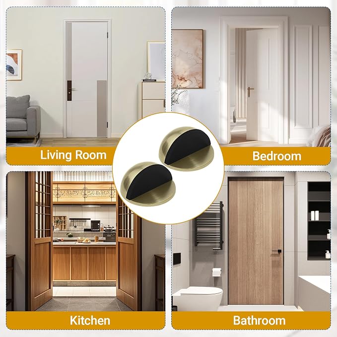 Self Adhesive Door Stoppers, Stainless Steel No Drill Rubber Floor Door Stop - Image 7