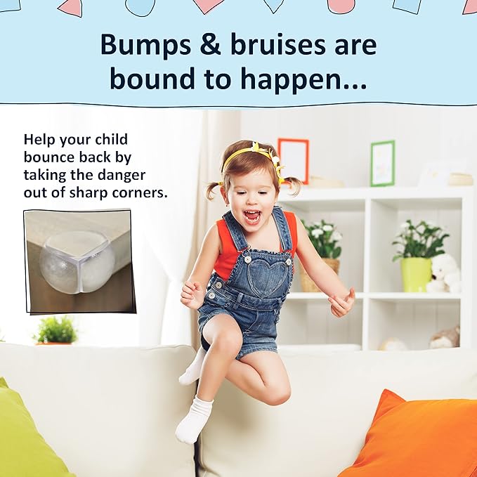 Bebe Earth Baby Proofing Corner Protectors, 12 Furniture Corner Guards Bumpers for Table - Clear Child Safety Protector for Home, New Parents and Couples