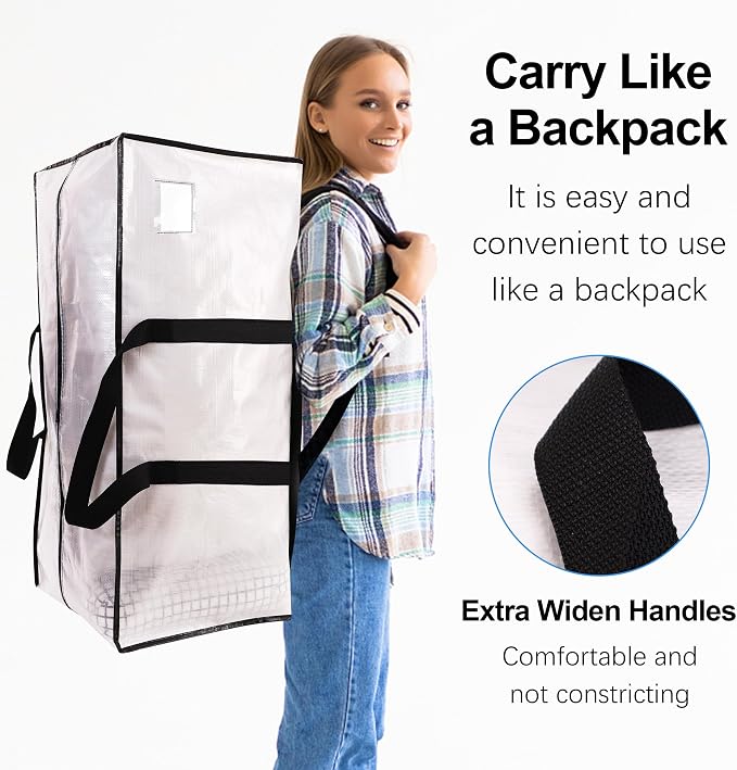 6 Pack Heavy Duty Extra Large Moving Bags W/Backpack Straps - Image 4