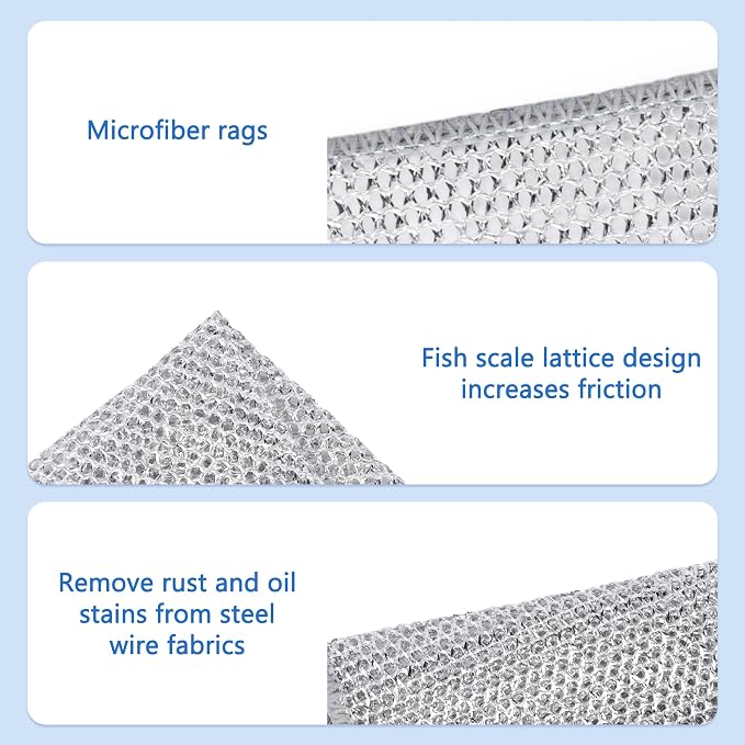 Aidoclip 30PCS Non Scratch Steel Wool Dishcloth Scrubber Pads Kitchen Set - Image 7