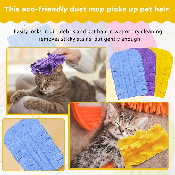 Zubebe 12 Pcs Reusable Duster Refills Fleece, Light Blue - Image 3