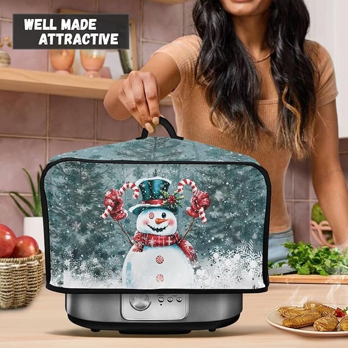 Cute Snowman Slow Cooker Cover 6-8 Qt Flower Bush Slow Cooker Bag Crock Pot Cover Keep Appliance Clean Kitchen Tool Kitchen Small Appliance Dust Covers Decor
