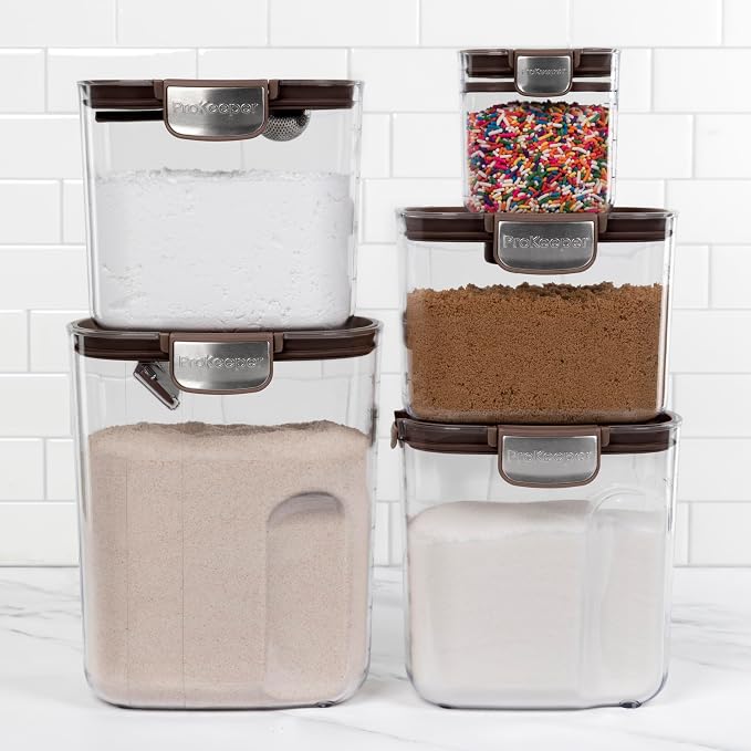 ProKeeper+ Airtight Food Storage Container Set – Clear Plastic Flour and Sugar - Image 3