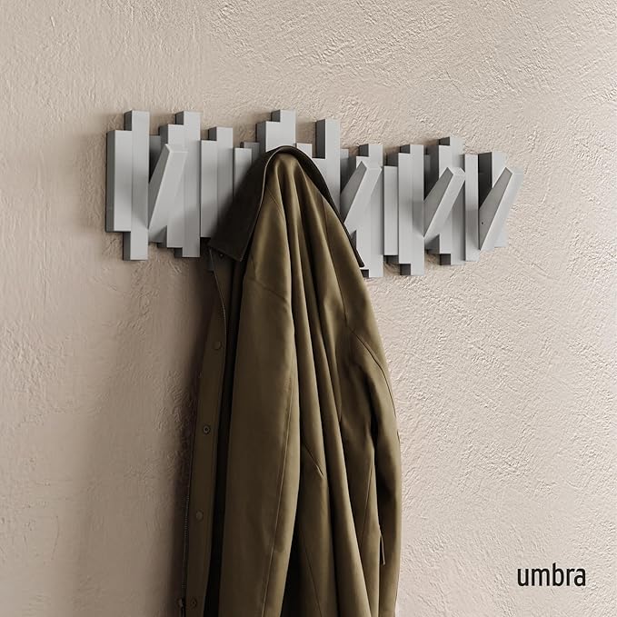 Umbra Sticks Wall Mount Coat Rack, 5 Hook Retractable Pegs, sculptural modern - Image 2