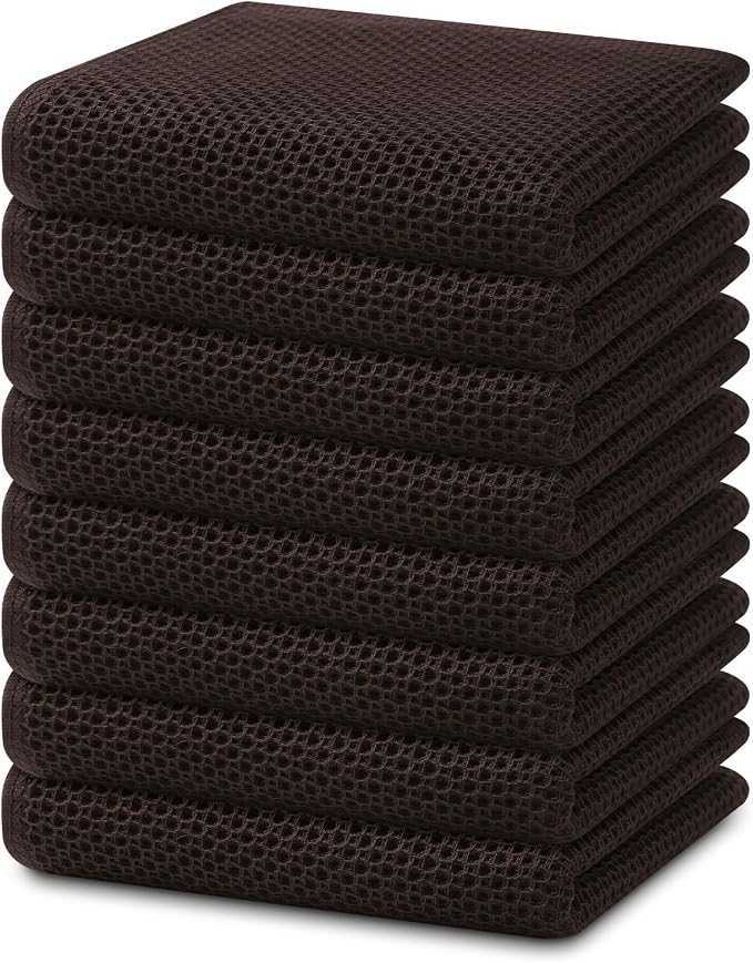 Homaxy 100% Cotton Waffle Weave Kitchen Dish Towels 8-Pack, Dark Brown | 13 x by Homaxy