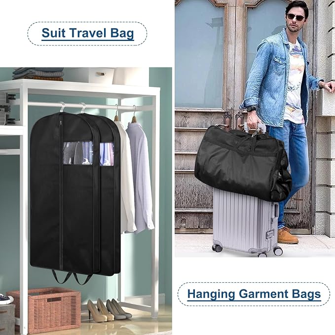 KIMBORA 43" Suit Bags for Closet Storage and Travel, Gusseted Hanging Garment - Image 3