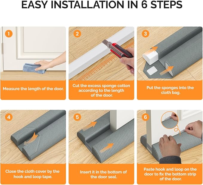 fowong Door Draft Stopper 30", Adjustable Under Door Noise Stopper, Block Drafts - Image 6