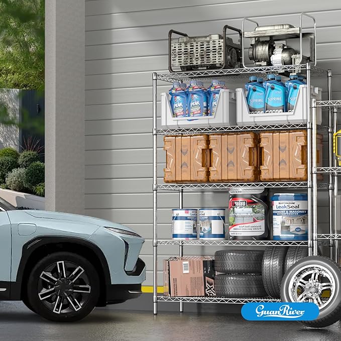 5-Shelf Adjustable Metal Shelf Wire Shelving Unit Heavy Duty Storage Rack Display Shelf for Office,Kitchen,Bedroom,Bathroom,Laundry,Pantry Basement,Garage(Chrome,48" L x 18" W x 72" H)