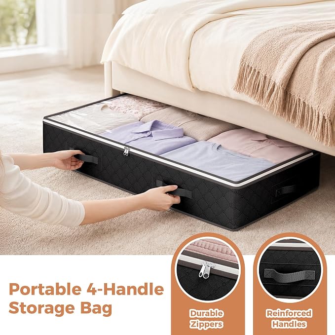 95L Under Bed Storage Containers, 6 Pack Clothes Storage Bins | Foldable - Image 5