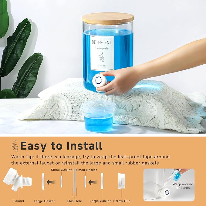 1 Glass Laundry Detergent Dispenser - 120 Oz Liquid Detergent - Image 6