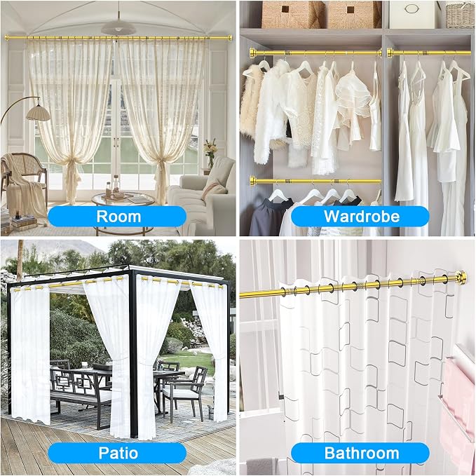 TEECK Shower Curtain Rod, 32-92 inch Adjustable Spring Tension Curtain Rod - Image 8