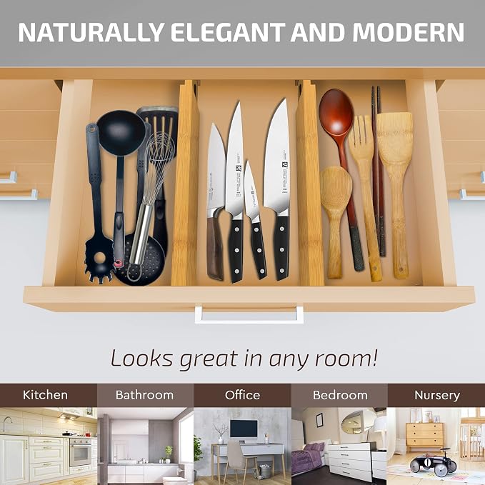 4-Pack Bamboo Drawer Dividers - Image 3