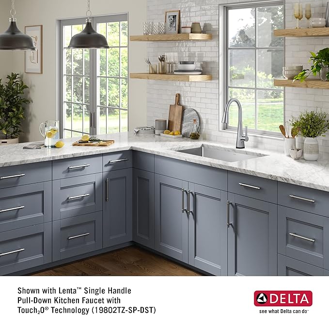 DELTA FAUCET Delta Lenta 32-inch Undermount 16 Gauge Stainless Steel Single Bowl Kitchen Sink with Accessories, 953034-32S-SS, Satin