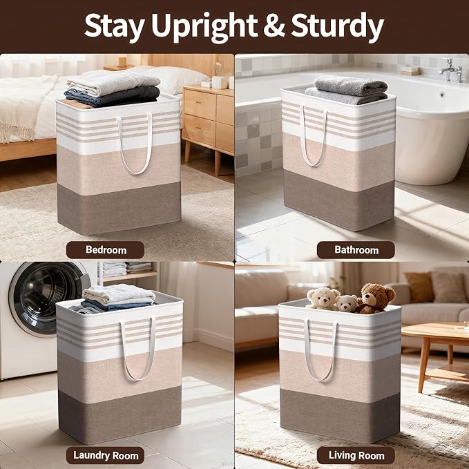 WOWBOX 2 Pack Laundry Baskets, Collapsible Dirty Clothes Laundry Hampers - Image 6