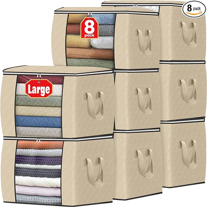 90L Clothes Storage, Foldable Thick Fabric Blanket Storage Bags | Foldable by Fabtotes