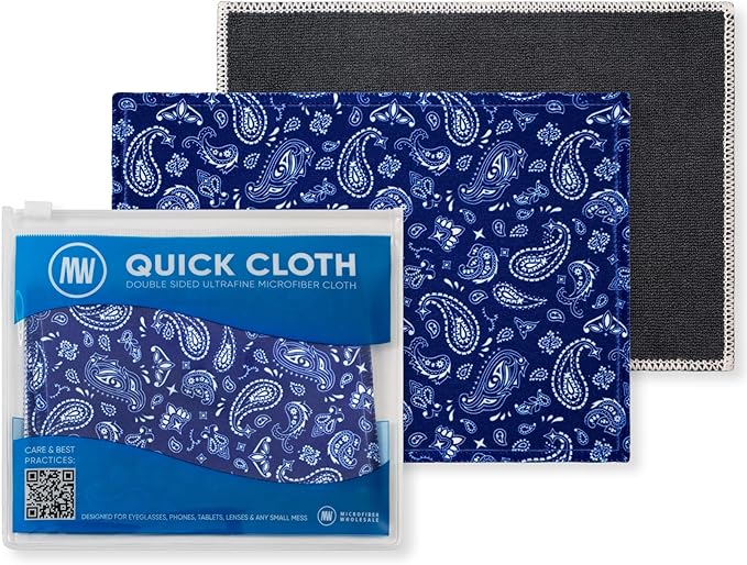Microfiber Wholesale Quick Cloth Glasses Cleaning Cloths 5x7 Paisley Blue | by MicrofiberWholesale