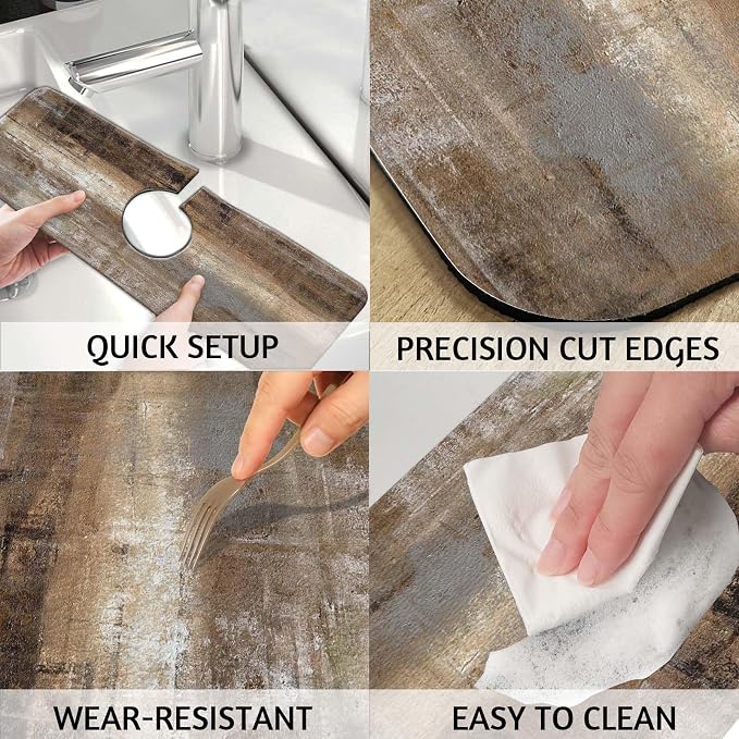 MCALK Dark Brown Kitchen Sink Faucet Mat Splash Guard, Absorbent Quick-Dry - Image 4