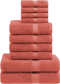 SUPERIOR Egyptian Cotton Ultra Plush & Absorbent, 10 Piece Set, Coral | Quick by SUPERIOR
