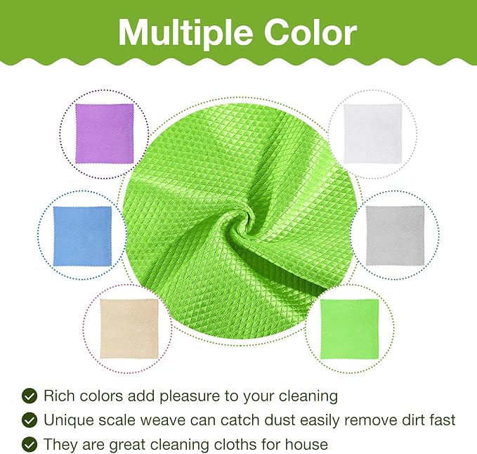 Patelai 9 Pcs Fish Scale Streak Free Microfiber Glass Mirror Cleaning Cloth - Image 4