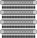 84 Pack Curtain Rings with Clips 1.26" Interior Diameter, Metal Drapery Ring by LULARINE