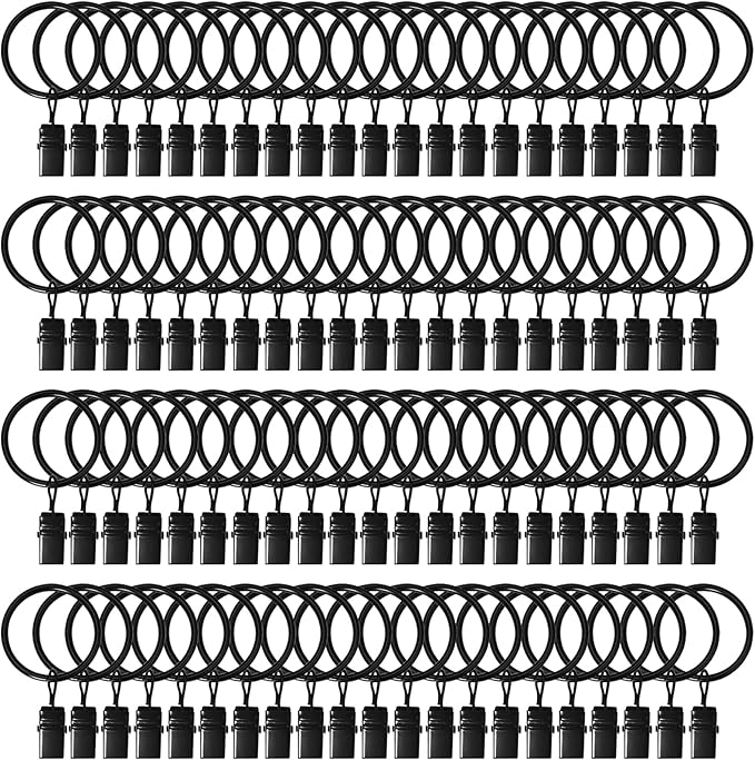 84 Pack Curtain Rings with Clips 1.26" Interior Diameter, Metal Drapery Ring by LULARINE