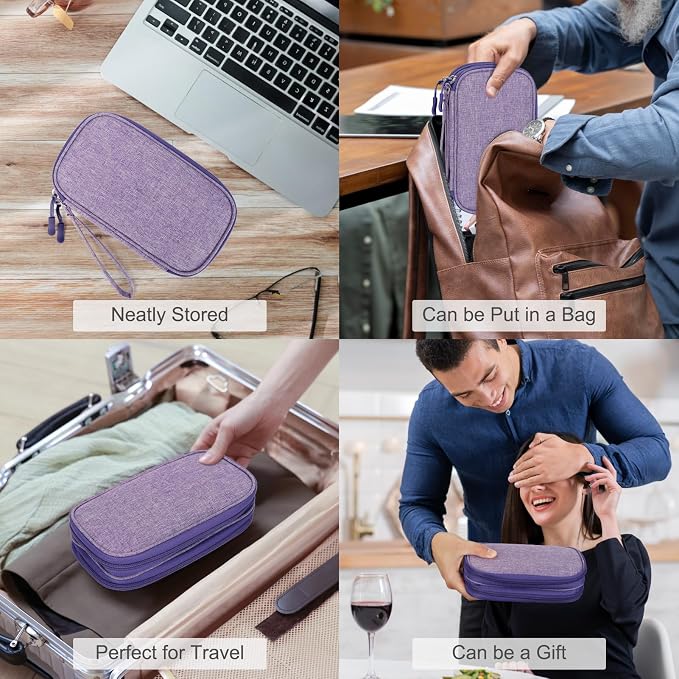 FYY Electronic Organizer, Travel Tech Pouch Bag Cable Organizer Dark Purple | - Image 7