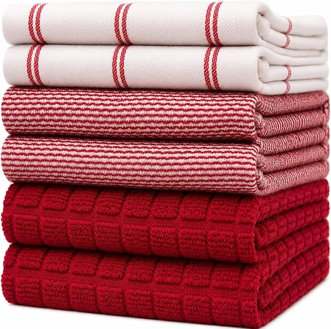 Premium Kitchen Towels 6 Pack 100% Cotton by BumbleTowels