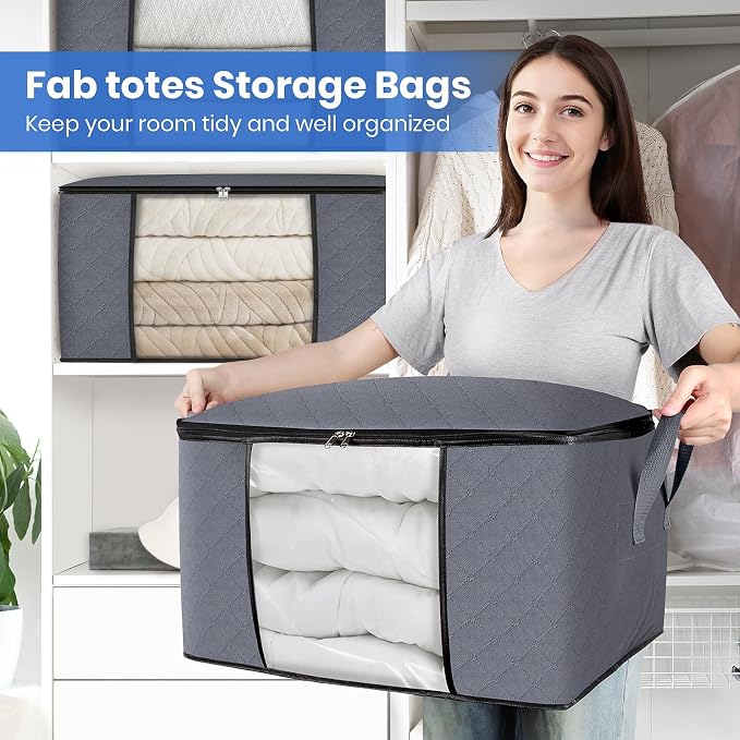 3 Pack Storage Bags for Clothes Blanket Storage Bins - Image 5