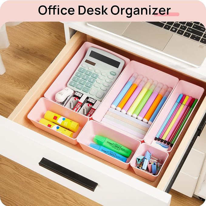 Vtopmart 44 PCS Plastic Drawer Organizers Set, Vanity Organizer Trays, Non-Slip - Image 6
