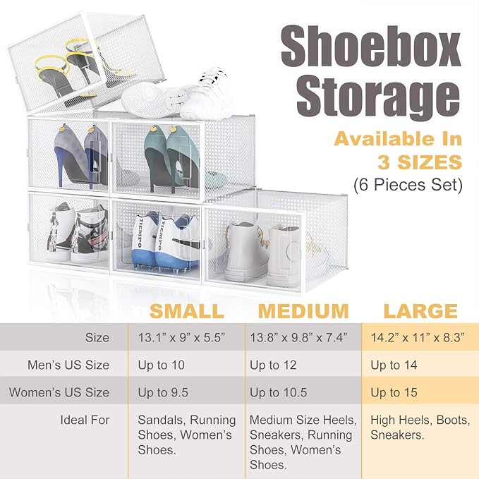 AJP Distributors 6 Collapsible Stackable Shoe Organizer Racks - Image 5